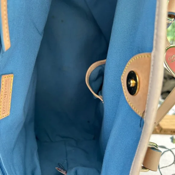 Dooney & Bourke Purple Logo Shoulder Bag with Leather Accents and Pink Heart - Picture 16 of 16